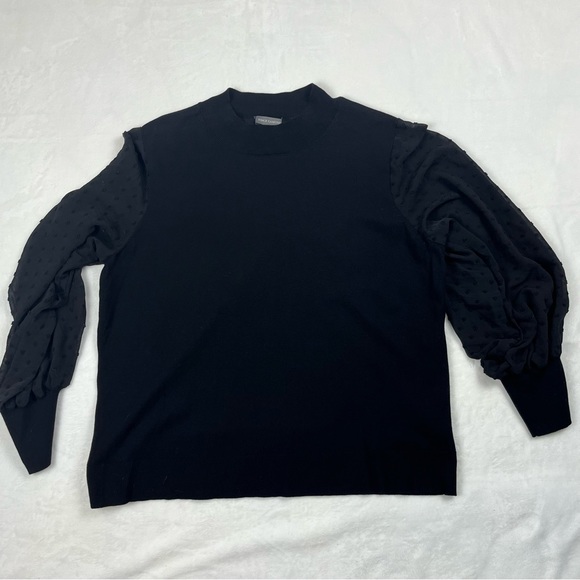 Vince Camuto Black Mock Neck Sweater with long lace sleeves - size XXL - Picture 2 of 6